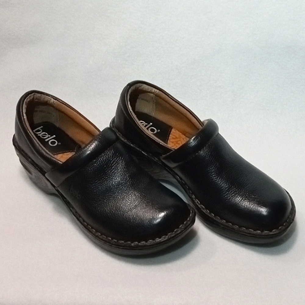Bolo By Born Slip On Medical Comfort Clogs Womens 6.5 Leather Black J00603